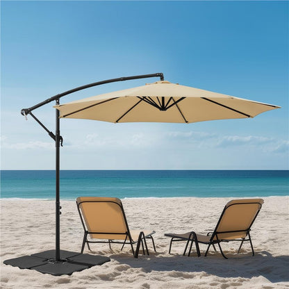 Costoffs Outdoor Umbrella, 3M Patio Offset Umbrella, Outdoor Hanging Umbrella, Banana Parasol Sun Shade Shelter, Market Backyard Umbrella with Crank & Cross Base for Beach/Outdoor/Party/Garden