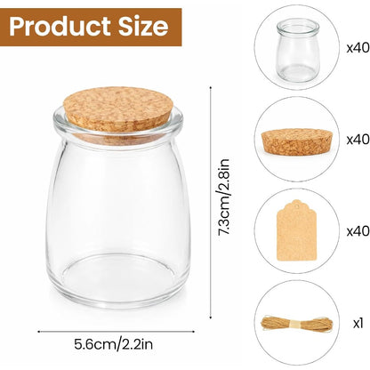 40pcs small glass jars, 200ml/7oz clear medicine bottles, suitable for weddings, party favors, spice storage, bath salts, etc. - Mini containers
