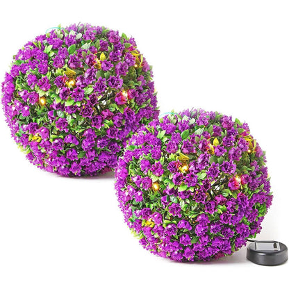 Solalite® 1Pack/4Pack Solar Topiary Balls – 28cm Round Artificial Ball Plants Outdoor with 20 Solar Led Lights, Garden Hanging Balls Sphere Decorative For Wedding, Christmas, Backyard, Balcony, Garden Decor