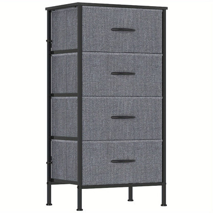 4-Drawer Tall Dresser Storage Cabinet with MDF Wood Top & Metal Frame – Freestanding Vertical Tower Chest of Drawers for Bedroom Living Room 68cm Height 6 Colours