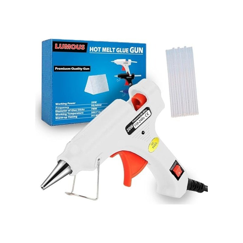 20W Trigger Hot Melt Glue Gun Electric Trigger Adhesive Hobby Craft Tool UK Plug Hot Glue Gun UK Plug Mini Heats Up Glue Gun for Crafts, Hobby, Home Repairs, Fabric, Wood, Glass, Card, ON-Off Switch for DIY Arts