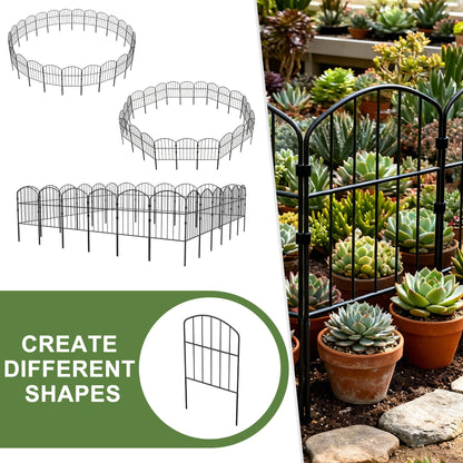 [3D] Metal Decorative Garden Fence Metal Fence Panels Mesh Fence Border Fence Edging Landscape Fencing Animal Barrier for Flower Bed, Yard, Dogs, Pond, 10pcs/ 25pcs