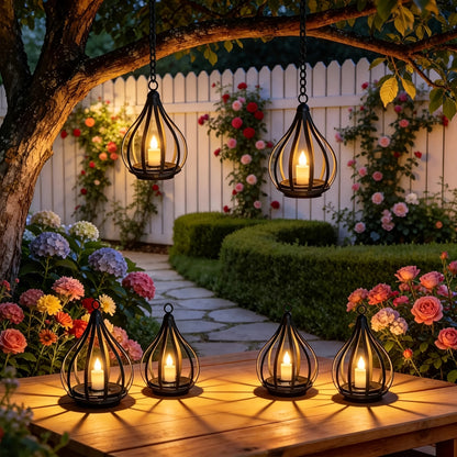 2-in-1 Solar Outdoor Pendant Light, Lawn Light, Teardrop Shape, Candle Effect Lamp with Light Post, Suitable for Gardens, Courtyards, Lawns, Decks, Parasols, Tents, Trees, Patios, Pathways, Driveways, Garden - Warm White Solar Lantern