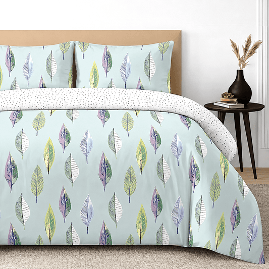 3pcs Flynn Duck Egg Duvet Cover Set | Reversible Duvet Quilt Set | Includes 2 Pillowcases | Soft Poly-Cotton Quilt Cover 48% Cotton / 52% Polyester | Breathable, Wrinkle Resistant & Machine Washable | Available in Single, Double, King & Super King Sizes |