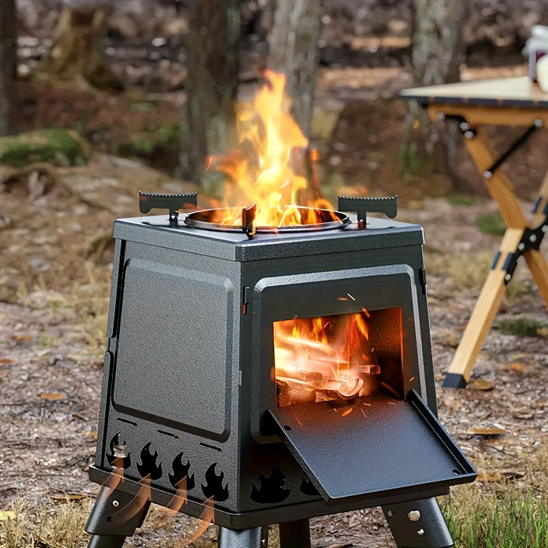 Camping Wood Stove, Portable Wood Burning Stove, Backpacking Folding Camp Tent Heat Mini Outdoor Stove for Cooking Heating Picnic Hiking BBQ Travel RV