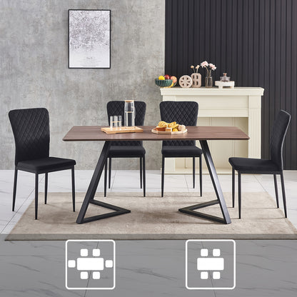 Suede Dining Chairs, Retro Armless High Back Upholstered Soft Seat with Black Metal Legs, Set of 4/6, for Dining Room Kitchen