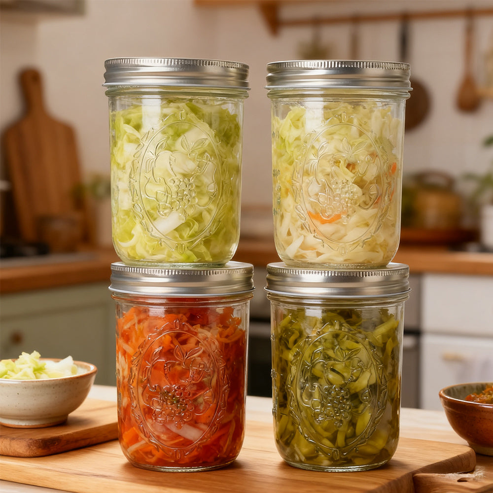 Round Wide-Mouth Mason Jar, Glass Sealed Jar with Lid, 550ml (18.6oz) Large Capacity Storage Container, Perfect for Canning, Juices, and Jams