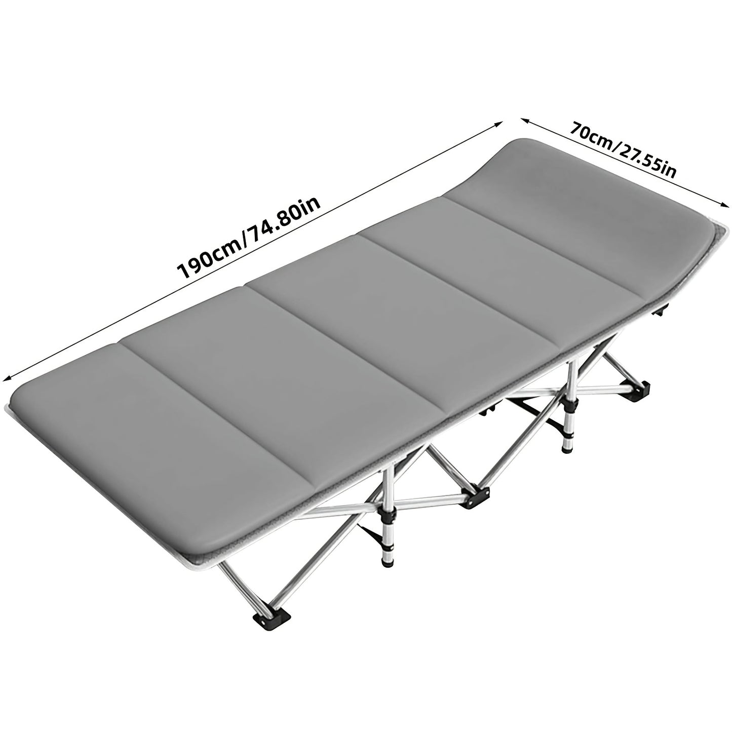Sun Lounger with Cushion 6-Position Adjustable Folding Sun Lounger Portable 280kg Max. Load Sunloungers with Strap 200x65x32cm Sun Bed for Garden Pools Camping Indoor, Gray