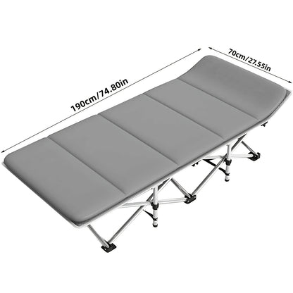 Sun Lounger with Cushion 6-Position Adjustable Folding Sun Lounger Portable 280kg Max. Load Sunloungers with Strap 200x65x32cm Sun Bed for Garden Pools Camping Indoor, Gray