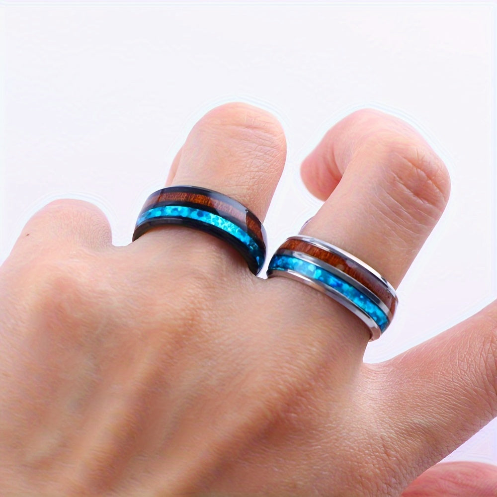 10pcs/ Retro Wood Grain Stainless Steel Men'S And Women'S Rings Fashion Exquisite Jewelry Daily Wear Additions Gifts Random Styles, No Box