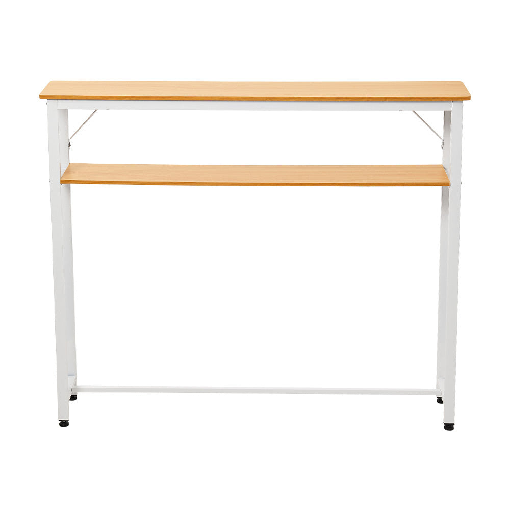1pc Modern Simple Double Wall Long Narrow Table, Bedside Table At The Foot of The Bed, Long Table Behind The Sofa, and Long Storage Table with Seams, 80*20*100.2cm