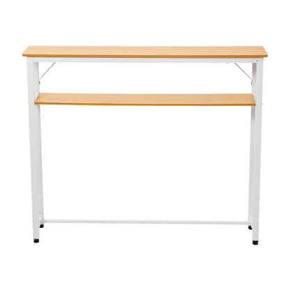 1pc Modern Simple Double Wall Long Narrow Table, Bedside Table At The Foot of The Bed, Long Table Behind The Sofa, and Long Storage Table with Seams, 80*20*100.2cm