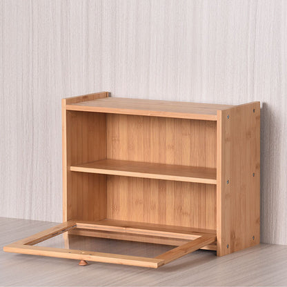 Double Layer Bread Box Bamboo Breadbox Clear Window Bread Holder Storage Bins Organizer Storage Box for Kitchen Countertop, 15.75*6.69*12.20 inch