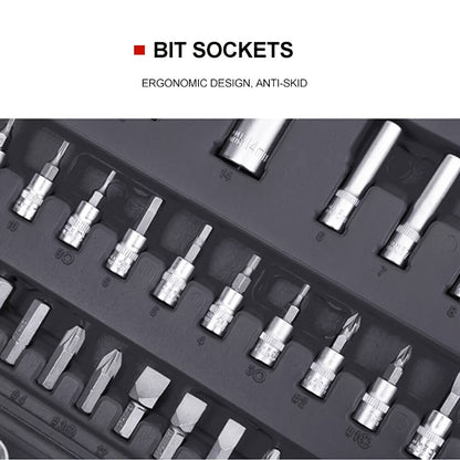 94 Socket Wrench Set Ratchet Box Toolbox Professional Home Kit 1/2" 1/4" Drive Sleeve Set The Perfect DIY Maintenance Must-have for Home Appliance Repair, Car Repair, Bicycle Repair