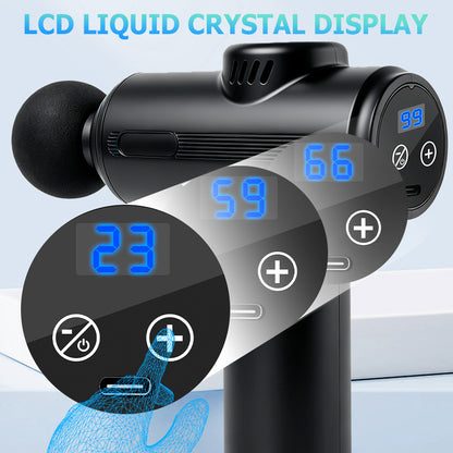 Massage Gun Deep Tissue, Muscle Percussion Massager, Portable Handheld Quiet Brushless Motor with LCD Touch Screen, 8 Heads for Shoulder Body Back Relaxation. Father's Day Gift