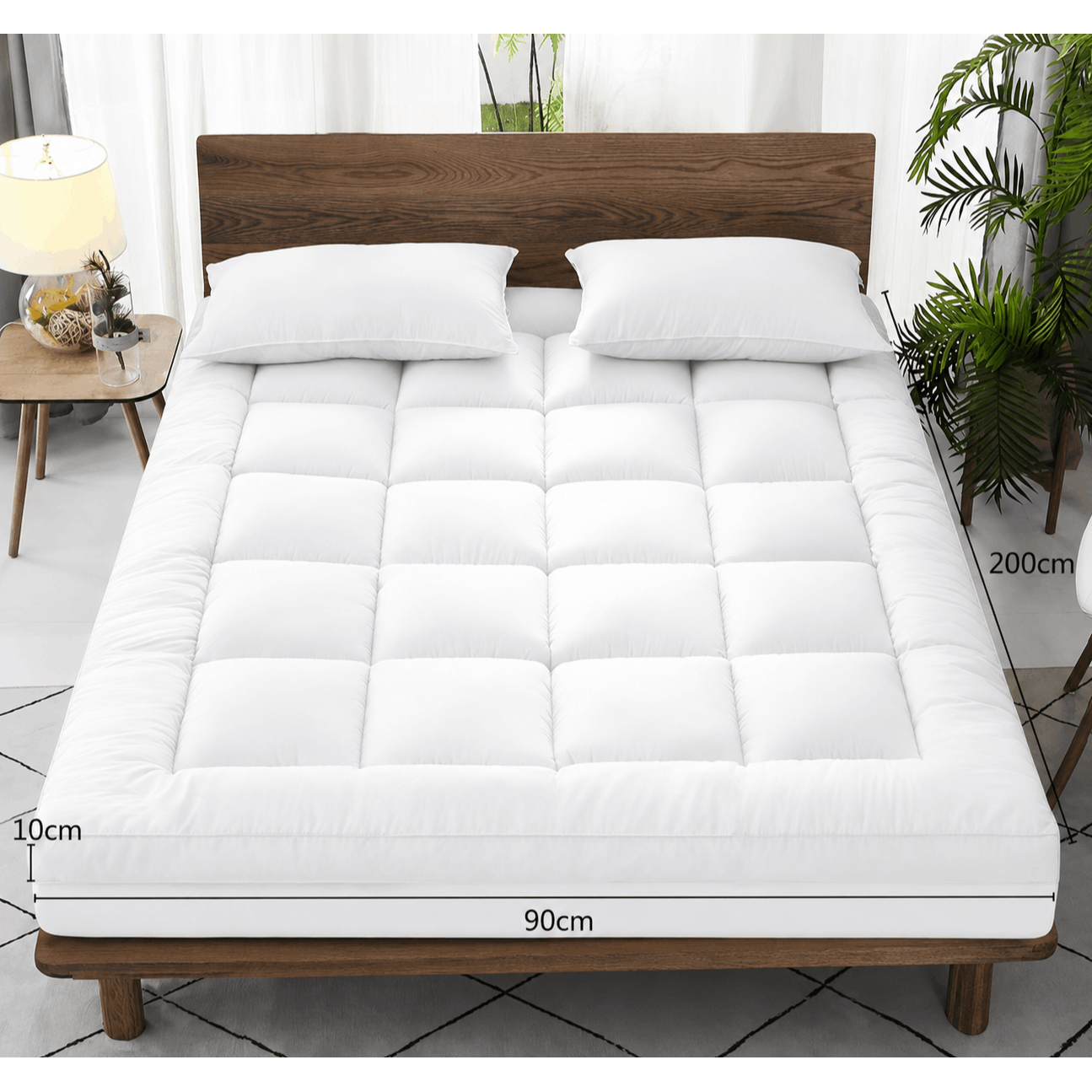 4As Mattress Topper 4 Inch/10cm 1100 GSM Heavy Fill Super Soft and Fluffy Hand Filled Single Double King Super King Box Stitched