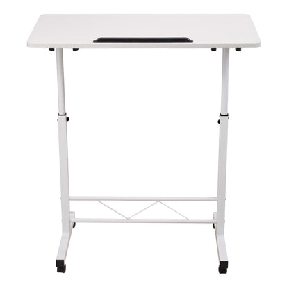 1pc Lifting Laptop Desk with Wheels, Foldable Desk, Minimalist Bedside Table, Sofa Side Table, Movable, Metal Bracket, Sturdy and Durable, White, 40*60*60-89cm