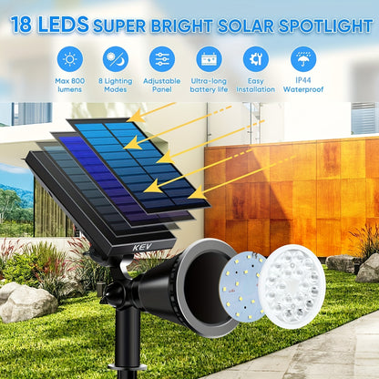 Solar Landscape Lights, 18 LED Outdoor Spotlights, Three Levels Of Dimming + IP44, Easter Smart Light Control Automatic Night Lighting, Suitable for Garden, Lawn, Flower Bed And Advertising Board Lighting, As Well As Landscape Trees.