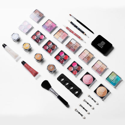 80-Piece Dawn to Dusk Makeup Large Storage Vanity Case Set, Rose Gold Beauty Kit