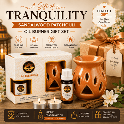 Ceramic Oil Burner Gift Set | 15ml oil free | Ready to Gift pack | Premium Gift option |