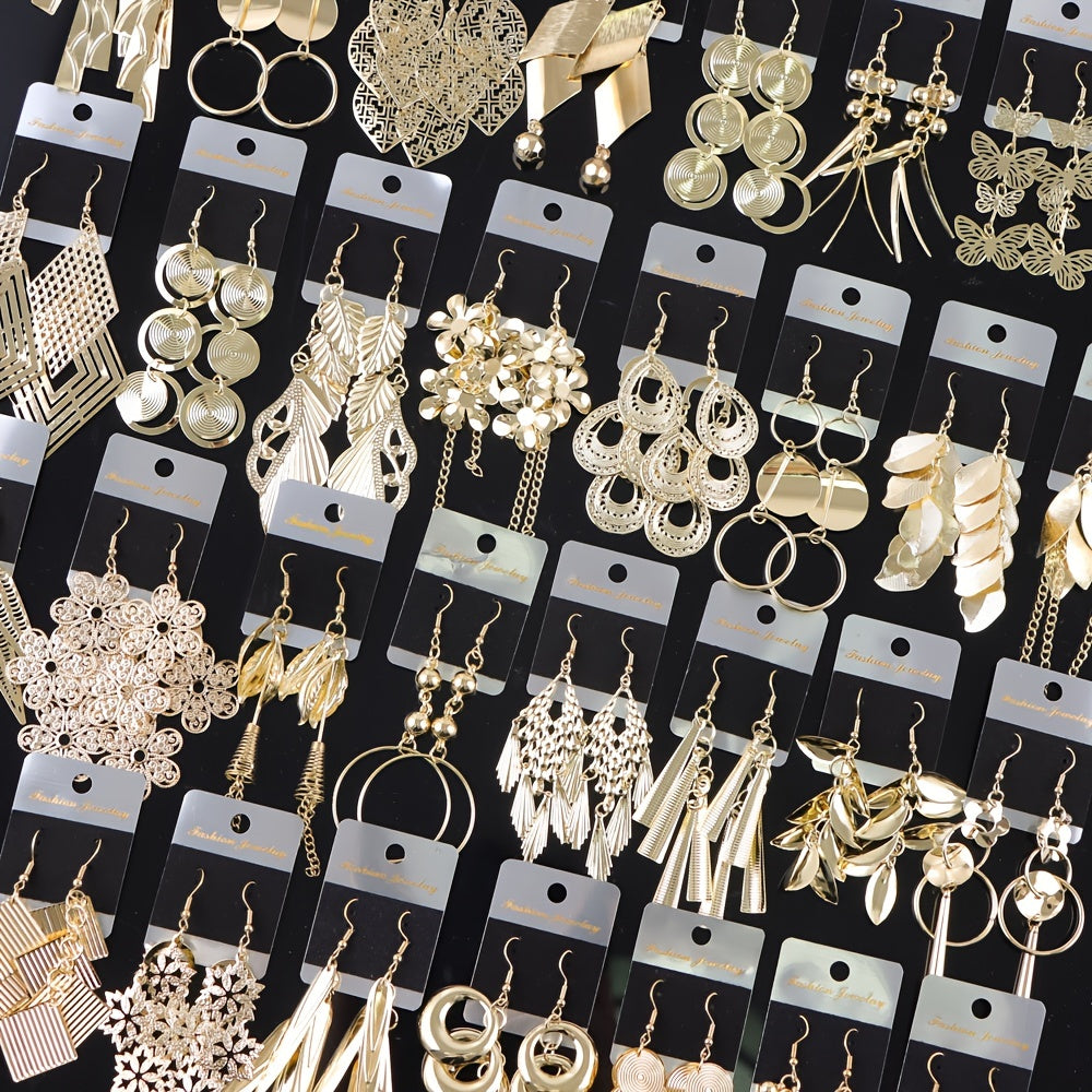 10Pairs/Lot Fashion Korean Lady Long Tassel Hook Earrings, European American Style Earrings Hollow Butterfly Leaf Earrings, Versatile Daily Party Gifts Random Style, Without Box