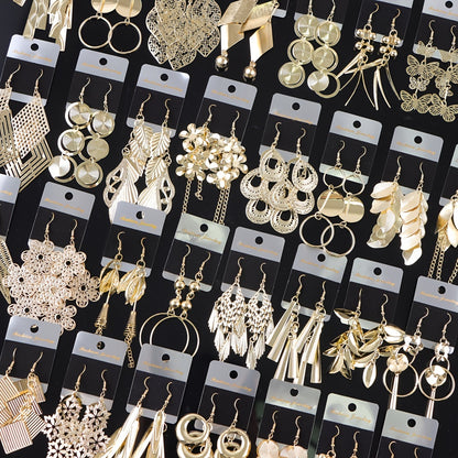 10Pairs/Lot Fashion Korean Lady Long Tassel Hook Earrings, European American Style Earrings Hollow Butterfly Leaf Earrings, Versatile Daily Party Gifts Random Style, Without Box