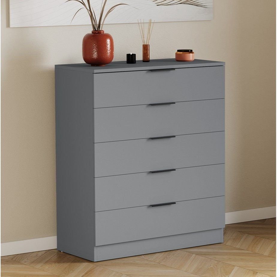 Vida Designs Trega 5 Drawer Chest Of Drawers Space-Saving Storage Smooth Glide Drawers Bedroom Furniture