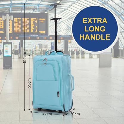 5 Cities 21” / 55cm Lightweight Carry On Travel Cabin Trolley Bag with Wheels, Cabin Approved Hand Luggage, 2 Year Warranty – Black