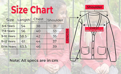 GW CLASSY OUTFIT Girls Button Cardigan Kids School Unifrom Cardigan Fleece Schoolwear Comfortable and Lightweight