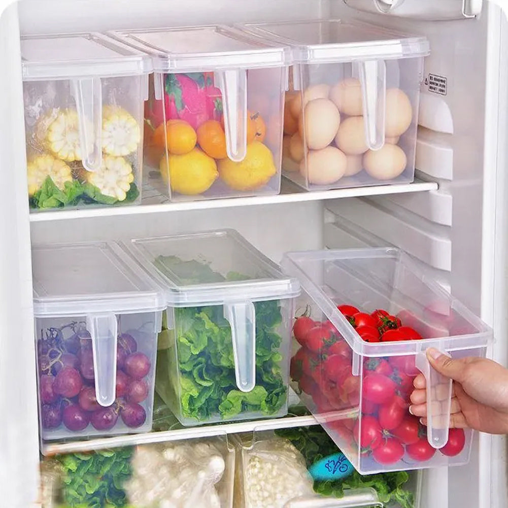 4pcs Clear Storage Box Fridge Food Container Cabinet Organizer Cupboard Holder Rack Basket Case W/ Handle Lid Valentine'S Day Gifts Holiday Gift Guide