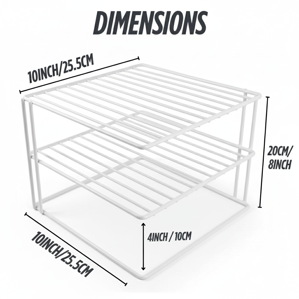 3 Tier White Corner Kitchen Plate Rack Tidy Cupboard Shelf Insert Organiser New