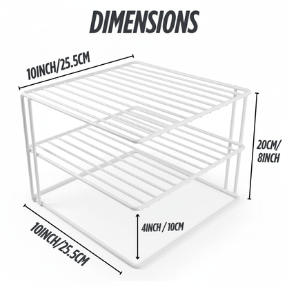 3 Tier White Corner Kitchen Plate Rack Tidy Cupboard Shelf Insert Organiser New
