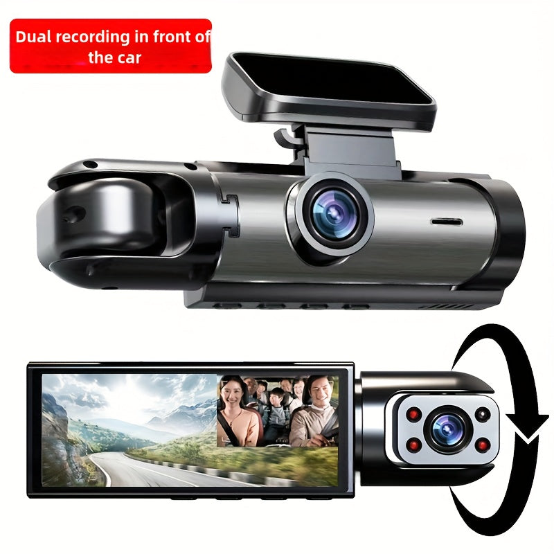 2026 Latest Dual-Lens Car Dash Cam, 1080P Front And In-Car Recording, Optional 32GB Memory Card, Equipped with 3.16-Inch IPS Screen, Night Vision, G-Sensor, Vehicle Safety Monitoring, Motion Detection, Loop Recording, Car Dash Cam, Dual-Lens Design