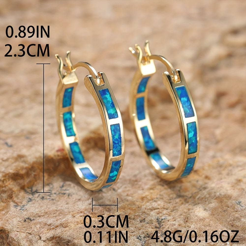 Synthetic Opal Hoop Earrings in Eleven Finishes
