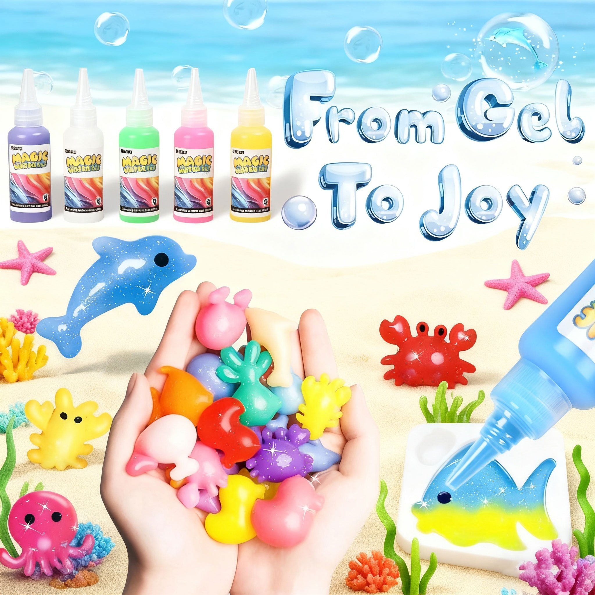 Magic Water Elf DIY Craft Kit 32 Piece - 12 Colours, 12 Moulds & Storage Box | STEM Sensory Art Toy for Boys & Girls | Creative Birthday Gift