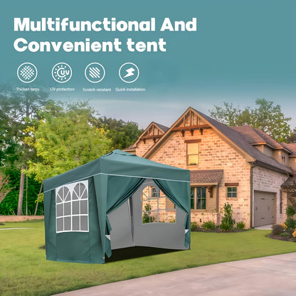 2x2m/3x3m Folding Garden Carport with Sidewalls, Heavy Duty Outdoor Canopy Tent with 3 Height Settings, UV50 for Car, Truck, Boat, Bike, Temporary And Removable(Grey, Green, Blue, Beige)