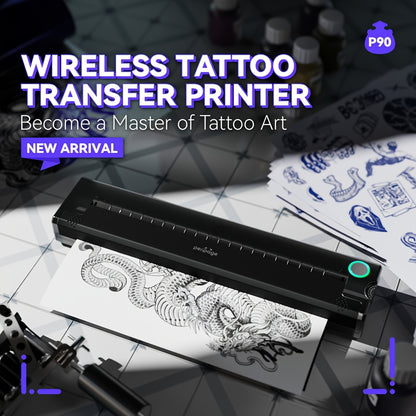 PeriPage P90 Wireless Tattoo Stencil Printer - Portable Heat Transfer Machine for Professional And Beginner Tattoo Artists, Compatible with Phones, Tablets, And PCs