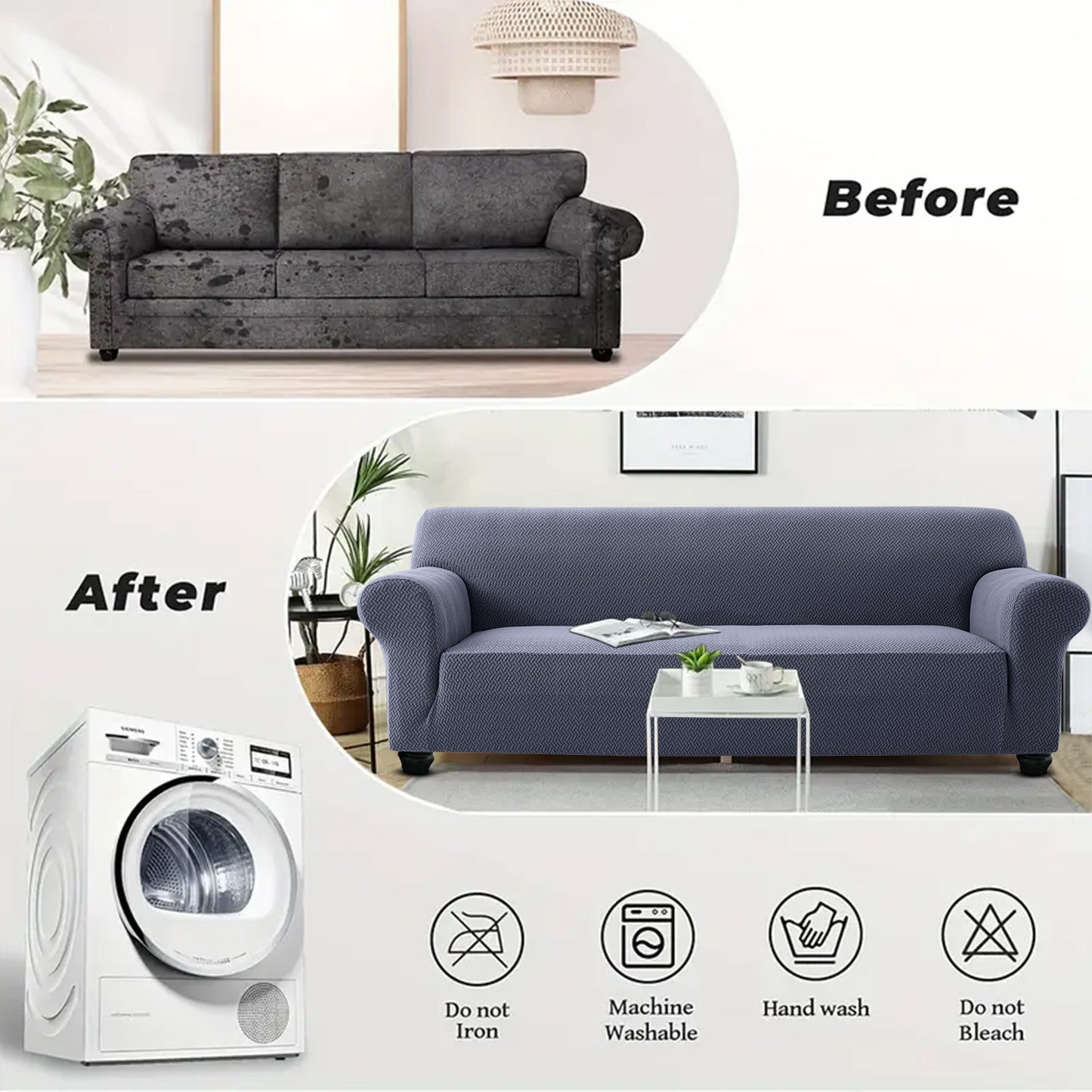 1pc Stretchable Spandex Elastic Sofa Cover – 1, 2, 3 Seater Polyester Spandex Furniture Protector, Anti-Slip Grip & Pet-Friendly, Machine Washable, Perfect for Living Room & Home Decoration