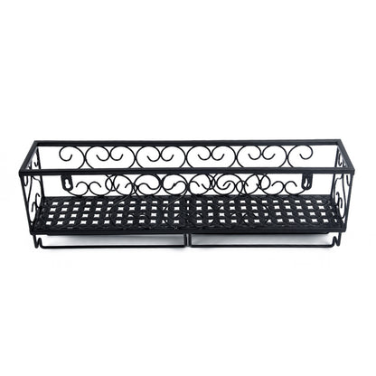 Wall Mounted Wine Rack with Glass Holder Metal Wine Shelf Champagne Bottle Holder Hanging Rustic Wine Holder Floating Wine Shelf for Kitchen 50x10x17cm