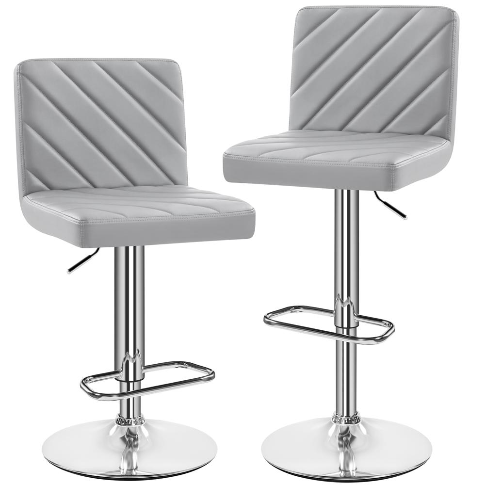 Costoffs Bar Stools Set of 2, Modern PU Leather Swivel Barstools, Height Adjustable, Dining Chairs with Backrest Footrest, Ideal for Kitchen Island Counter/Home Bar, Dark Grey/Black/White/Retro Brown/Light Gray