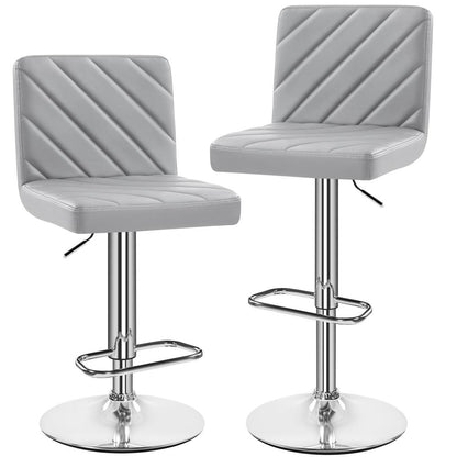 Costoffs Bar Stools Set of 2, Modern PU Leather Swivel Barstools, Height Adjustable, Dining Chairs with Backrest Footrest, Ideal for Kitchen Island Counter/Home Bar, Dark Grey/Black/White/Retro Brown/Light Gray