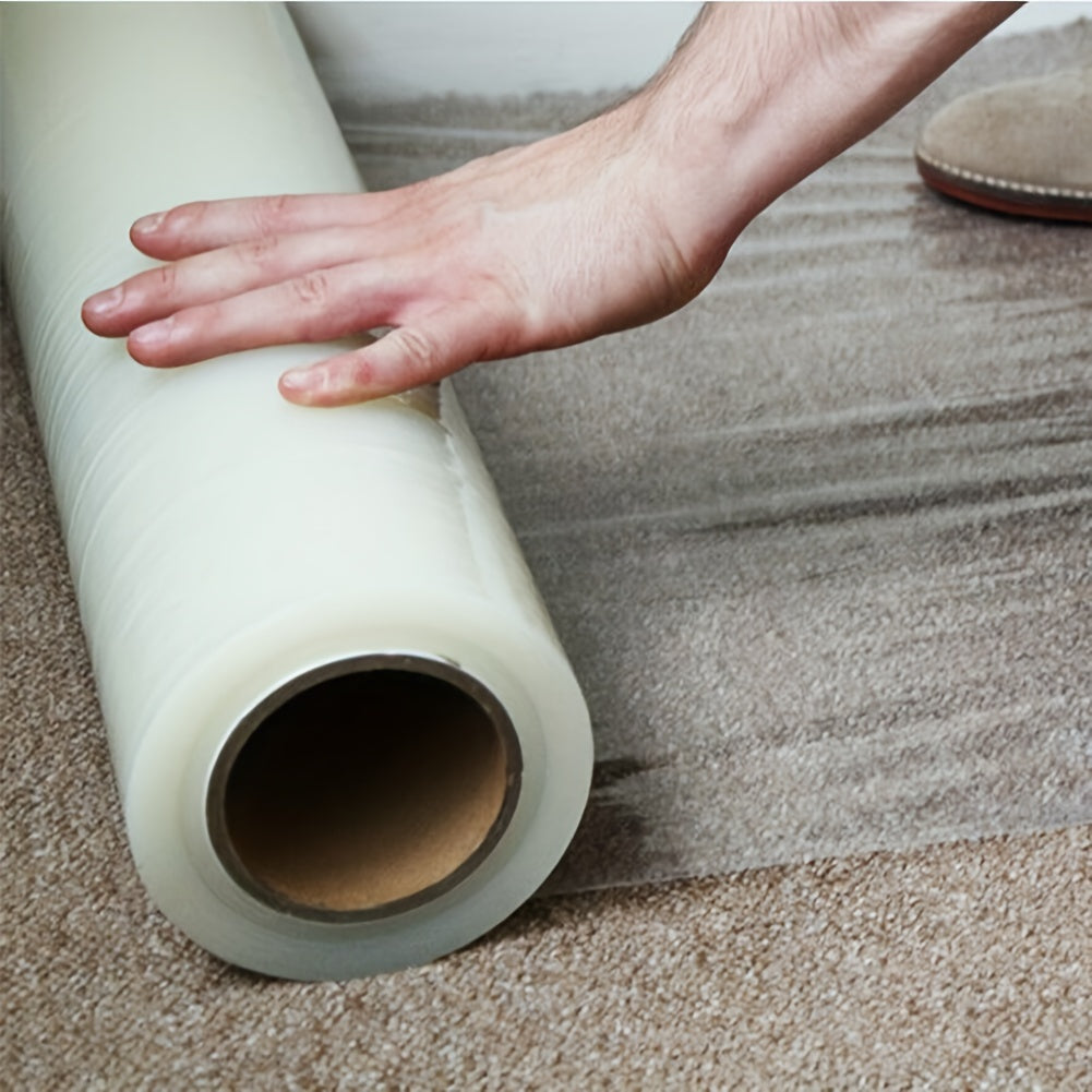 1Roll Self Adhesive Clear Carpet Protector Film Temporary Protecting Floor Dust Sheet Cover, Stairs Home Office Hotel Floor Carpet Protector Roll, Home Renovation Furniture Covering Film, 60cm*100m