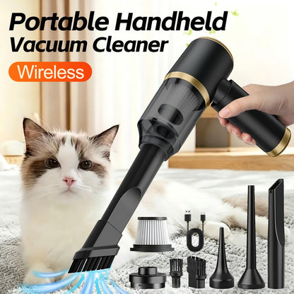Cordless Handheld Vacuum Cleaner Portable Mini Wireless Wet & Dry with Air Blower – Low Noise Lightweight Hoover for Car, Home, Kitchen & Pet Hair Cleaning