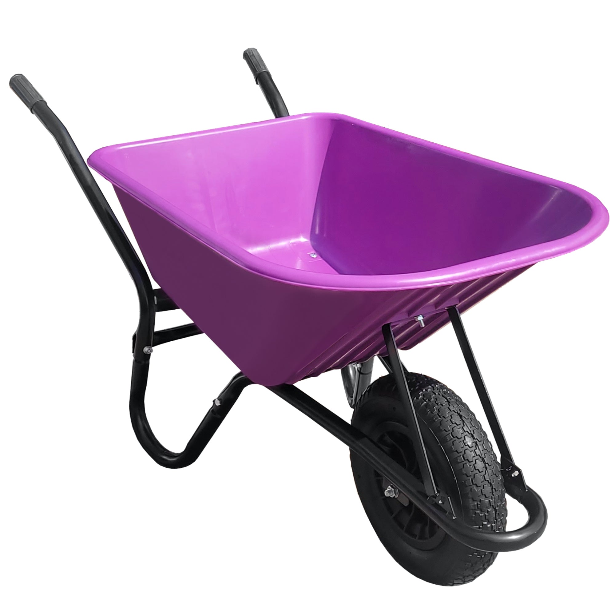 110 Litre Heavy Duty Plastic Wheelbarrow with Pneumatic Tyre & Galvanised Frame | 150kg Load | Purple | TaskBarrow