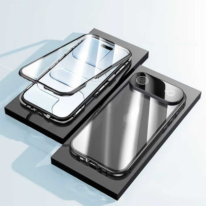 Phone Case - Magnetic HD Phone Case for Iphone 17 Pro Max with Tempered Glass Screen Protector Aluminum Alloy Frame Double-Sided Thickened Glass Enhanced Protection