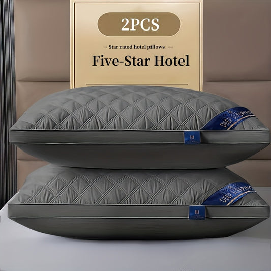 1/2/4pcs Luxury 5-Star Hotel Quality Bed Pillows - Quilted Neck & Spine Support Pillow Suitable for Home & Hotel Use, Machine Washable,, Ideal Sleep Gift ()