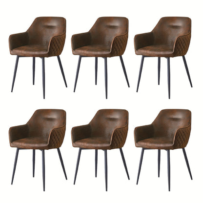 Faux Suede Dining Chairs Diamond Tufted Bowl Shape Armrests Metal Legs 120kg Capacity Set of 2 4 6 Brown Grey Black Living Room Office