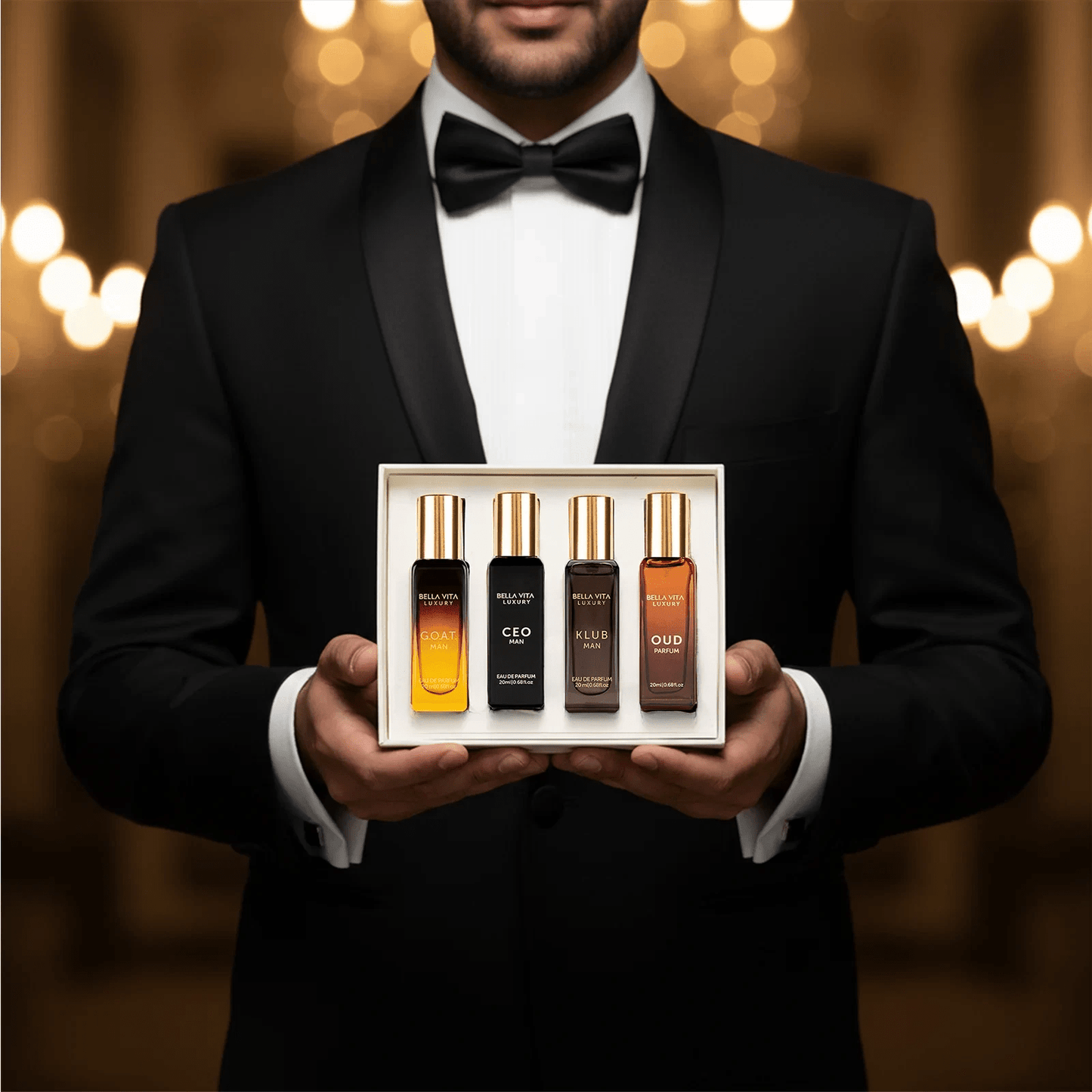 Bellavita Luxury Men's Perfume Gift Set (CEO, Klub, Oud, G.O.A.T), 4-Pack (20ml Each) EDP