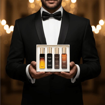 Bellavita Luxury Men's Perfume Gift Set (CEO, Klub, Oud, G.O.A.T), 4-Pack (20ml Each) EDP