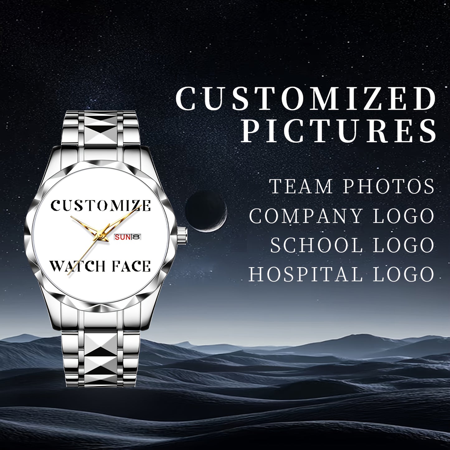 [Customizable Quartz Watch] Customizable Quartz Watch Classic Round Dial Comes with a Beautiful Gift Box And Strap Adjuster Send to Staff Send to Family Send to Friends Send to Girlfriend First Choice Customized Gift Customize Your Favorite Picture